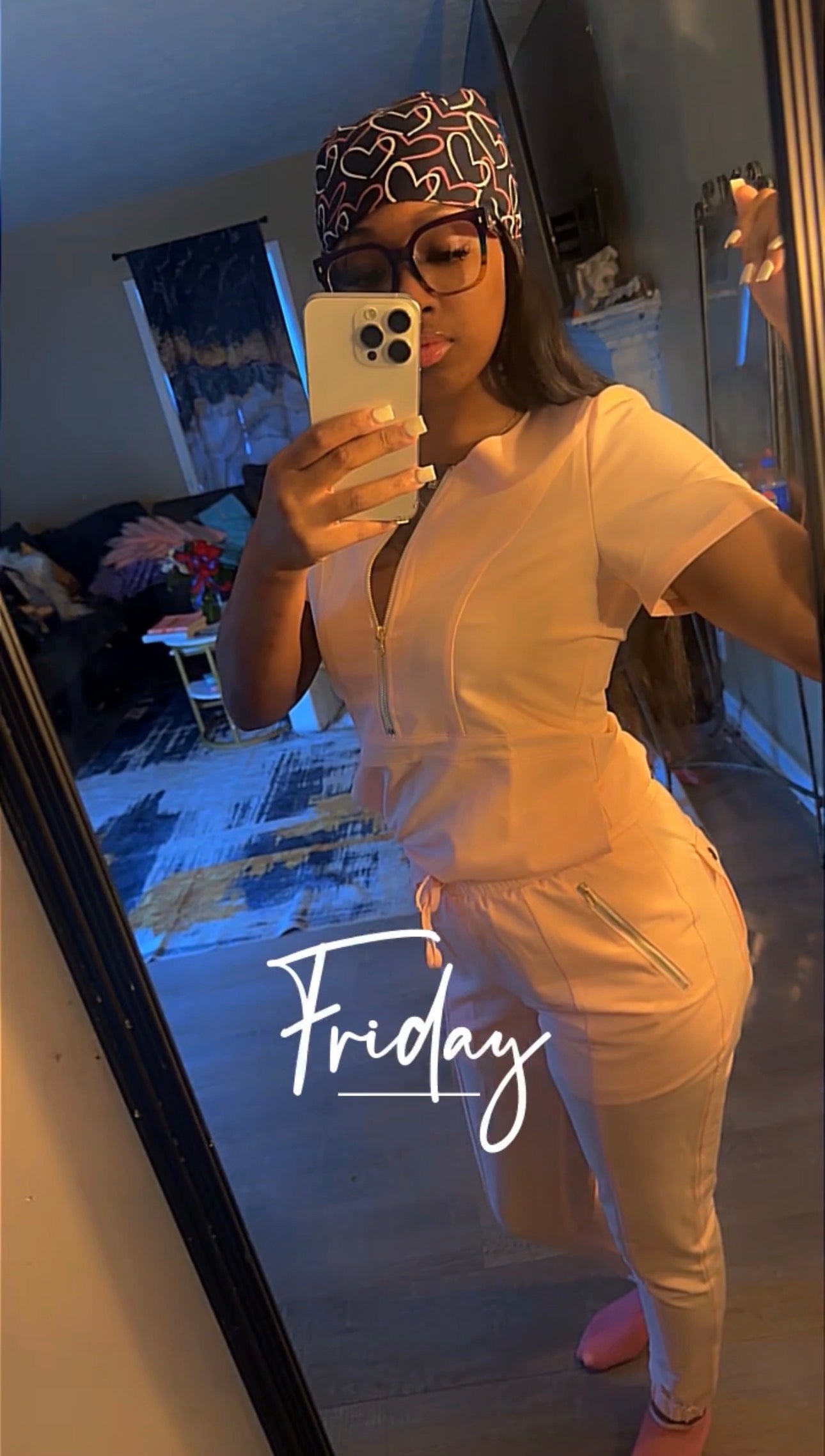 Blush Luxe Zip-Front Scrub Set