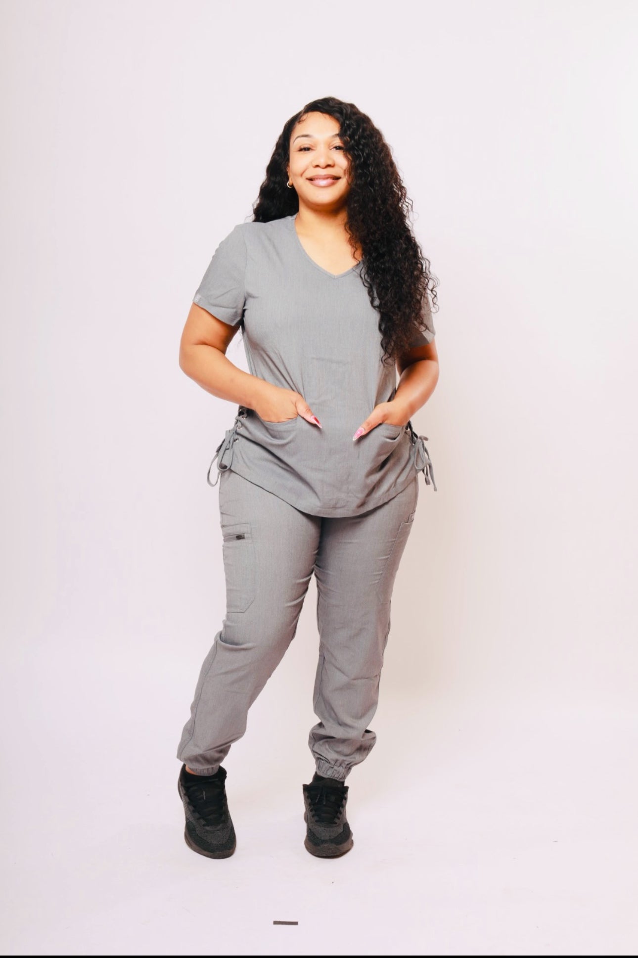 Grey Luxe Comfy Set with Sode Tie Detail